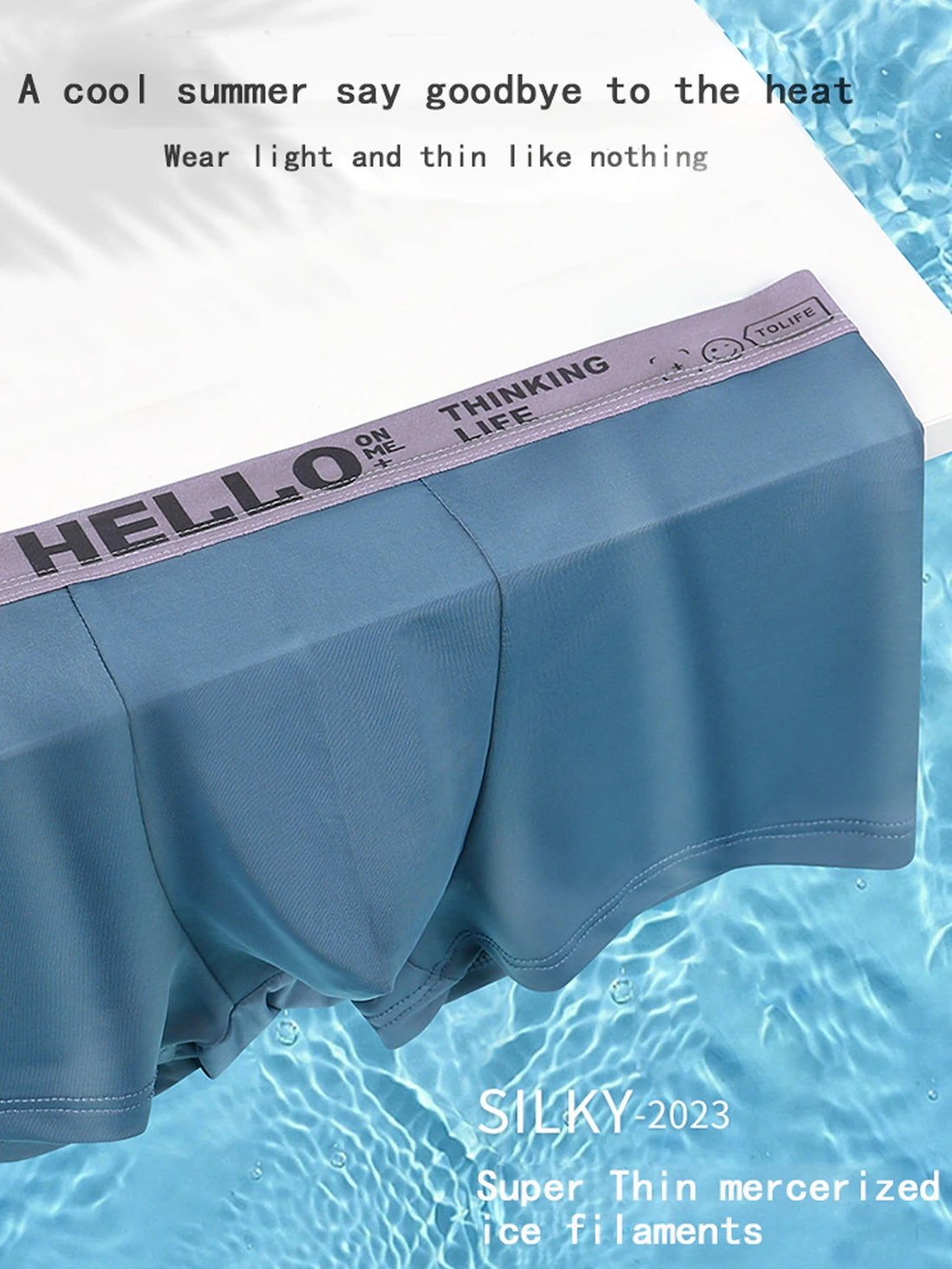 6-pcs HELLO Men's Boxer Briefs, Cool Ice Silk Graphene Antibacterial Crotch, Breathable, Soft and Comfortable Quick-drying Stret