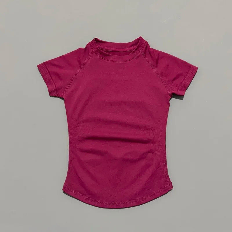 Yoga Tops Women Seamless Impact Short Sleeve Slim Fit Quick Dry Breathable Gym Fitness Workout Running Sports Athletic Tee - ATFH