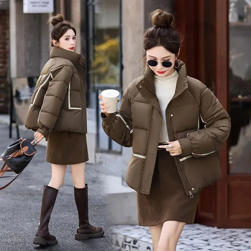 High Quality Women Winter Thick Warm Cotton Jacket Women Parkas New Padded Jacket Stand-Up Collar Thicken Short Jacket Coats ATFH