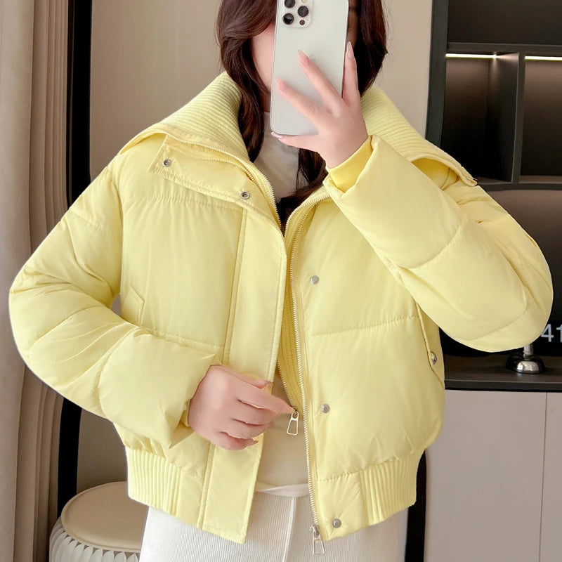 Fashion Winter Coat Female Short Parkas Long Sleeve Loose Thick Warm Women's Jackets ATFH
