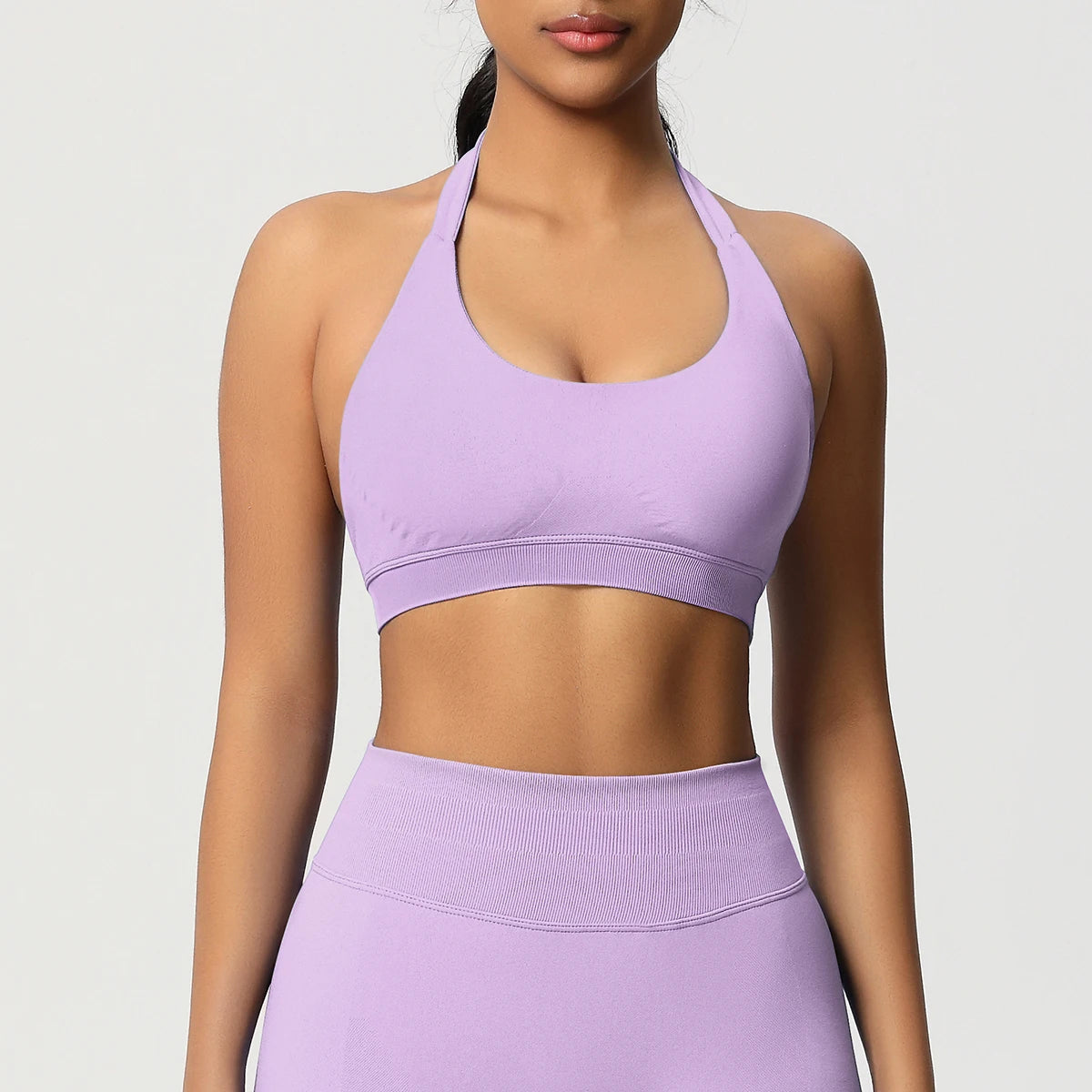 High Stretch Sports Bra Women Halter Seamless Yoga Bra Padded Backless Sports Bras Gym Crop Top Push Up Workout Yoga Tops Woman - ATFH