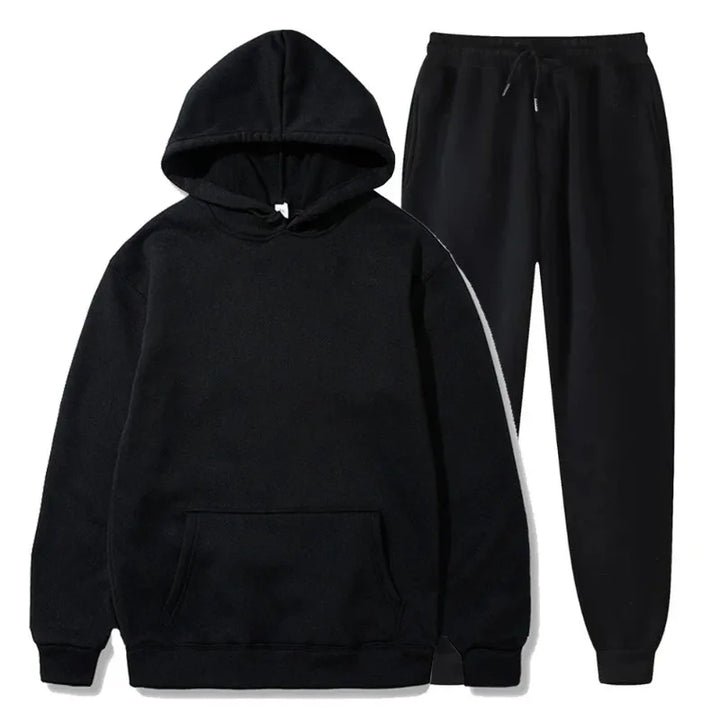 Basic Fleece Hoodies And Sweat Pants Set Men Jogger Set Wholesale Track Suit Sportswear Tracksuits Unisex Ensemble Jogging Homme - ATFH