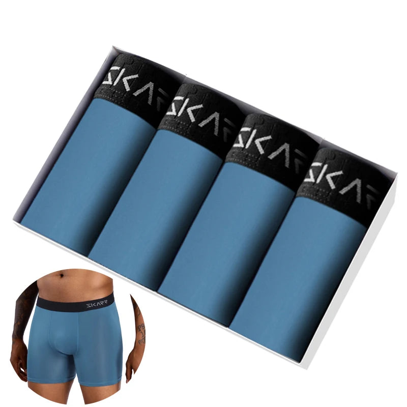 4pcs Brand Men's Panties New Man Boxer Shorts Polyester Male Slip Underpants Sexy Mens Underwear Gift