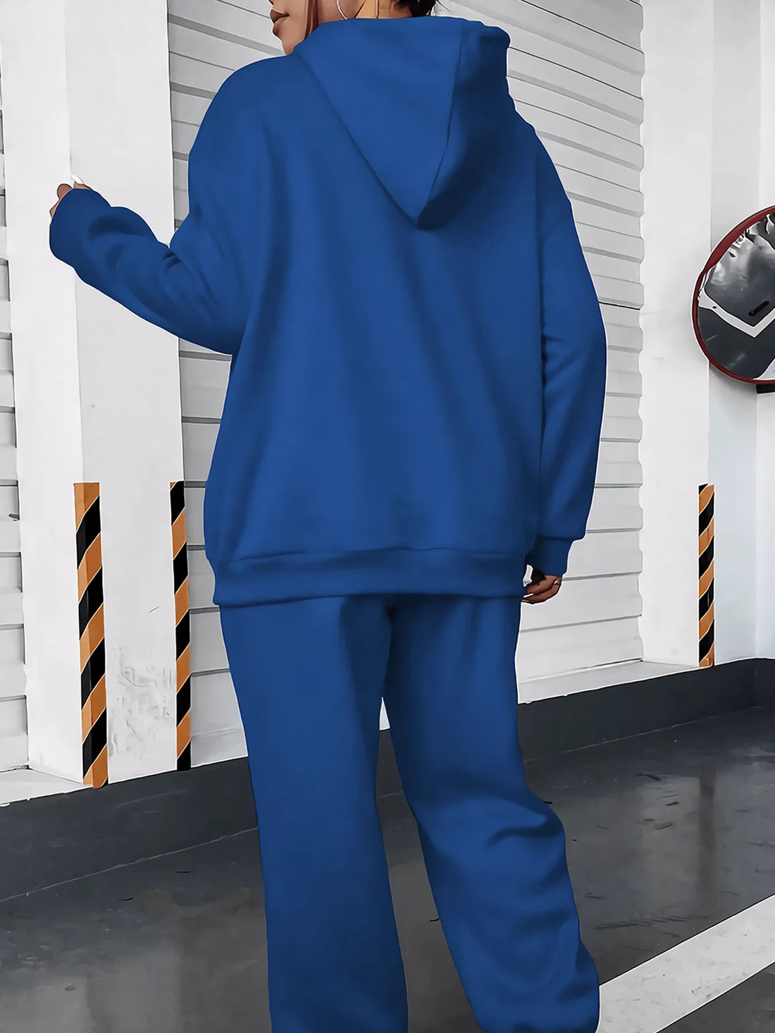 Women's autumn and winter loose hoodie+sweatpants set, hip-hop street casual letter printed fashionable and plush warm clothing