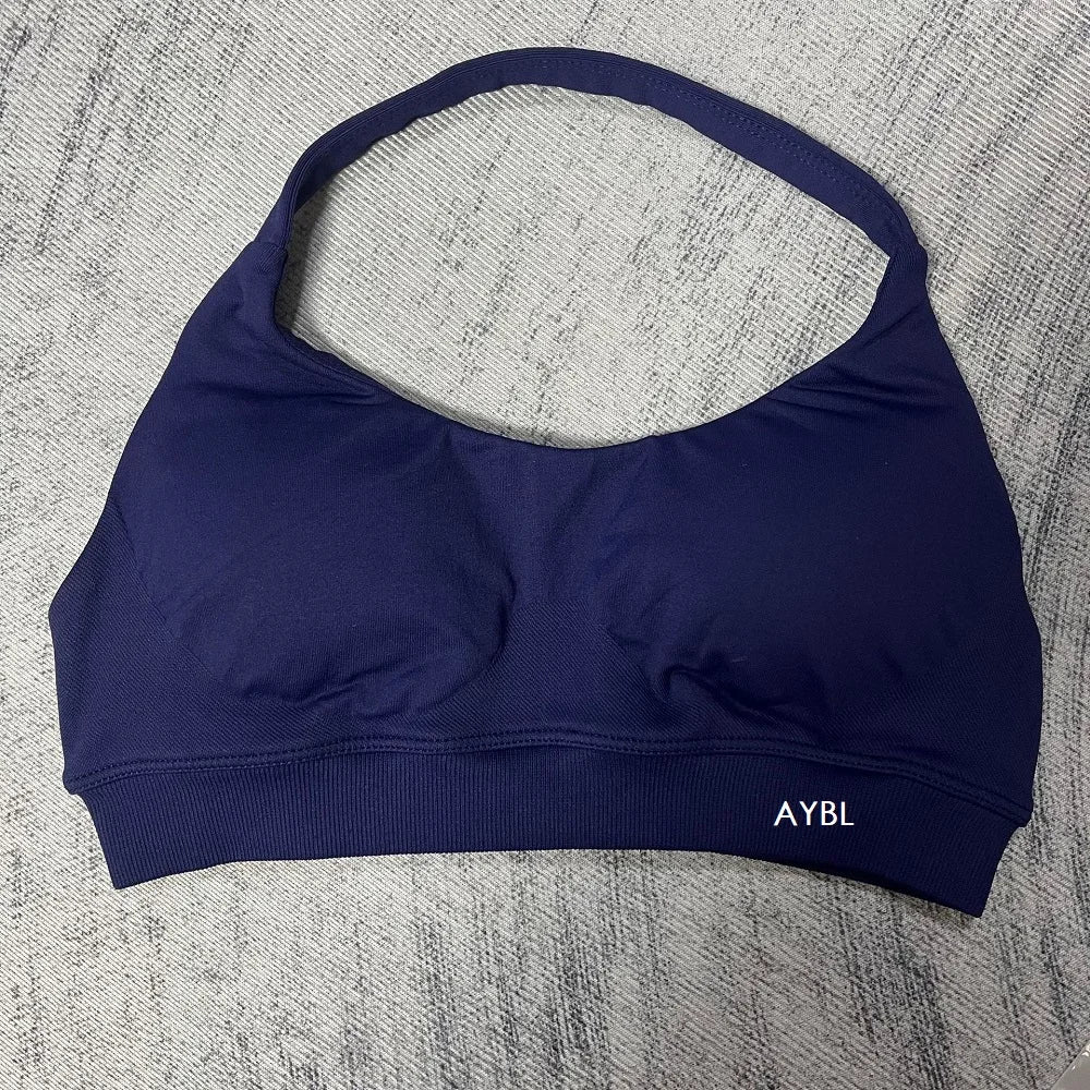 Impact Sports Bra Women Seamless Yoga Underwear Halter Neck Strap Open Back Design Gym Top Workout Fitness Running Bra - ATFH