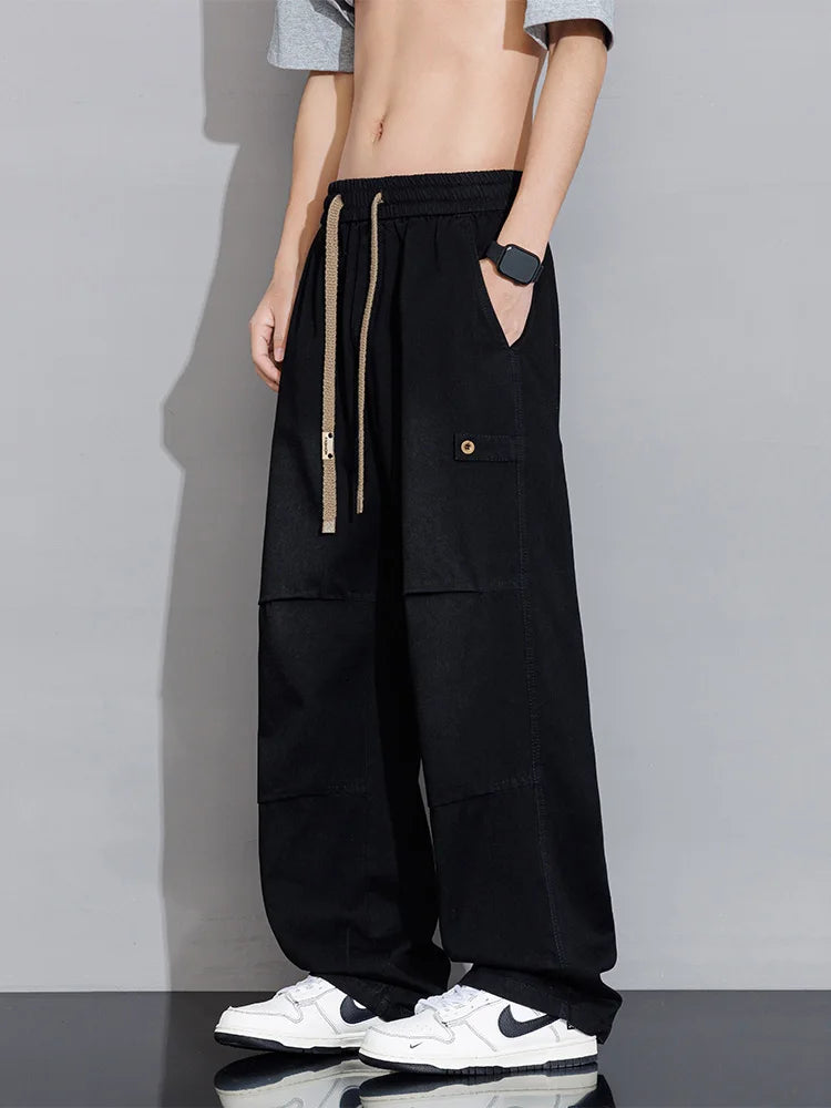Men's Cargo Jeans 2026 New Spring Summer Wide Leg Denim Pants Straight Baggy Jeans Asian Size L-5XL ATFH