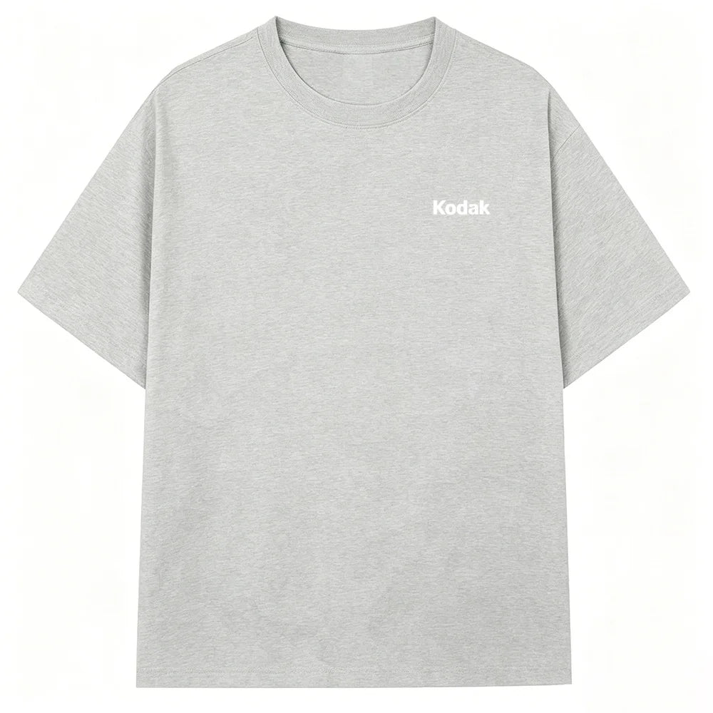 Kodak Mini Logo T-Shirt, Cream Beige Small Print Tee, Cotton Crewneck for Men & Women Retro Casual Streetwear ATFH