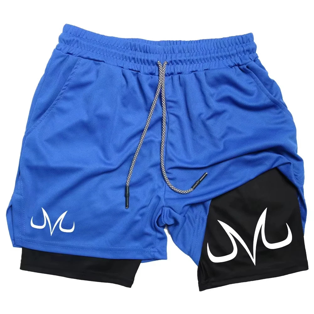 Toji Anime Printed Men's GYM Casual Sports Shorts 2-in-1 Mesh Workout Running Short Pants