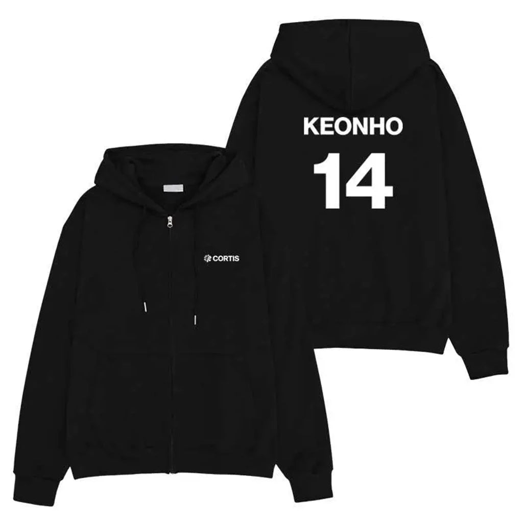 2025 K-pop Hoodie letter ins printe Style Long ColorOutsideTheLines BLACK Hooded Sweatshirt Fan Support Wish Letter PrinteWear - ATFH