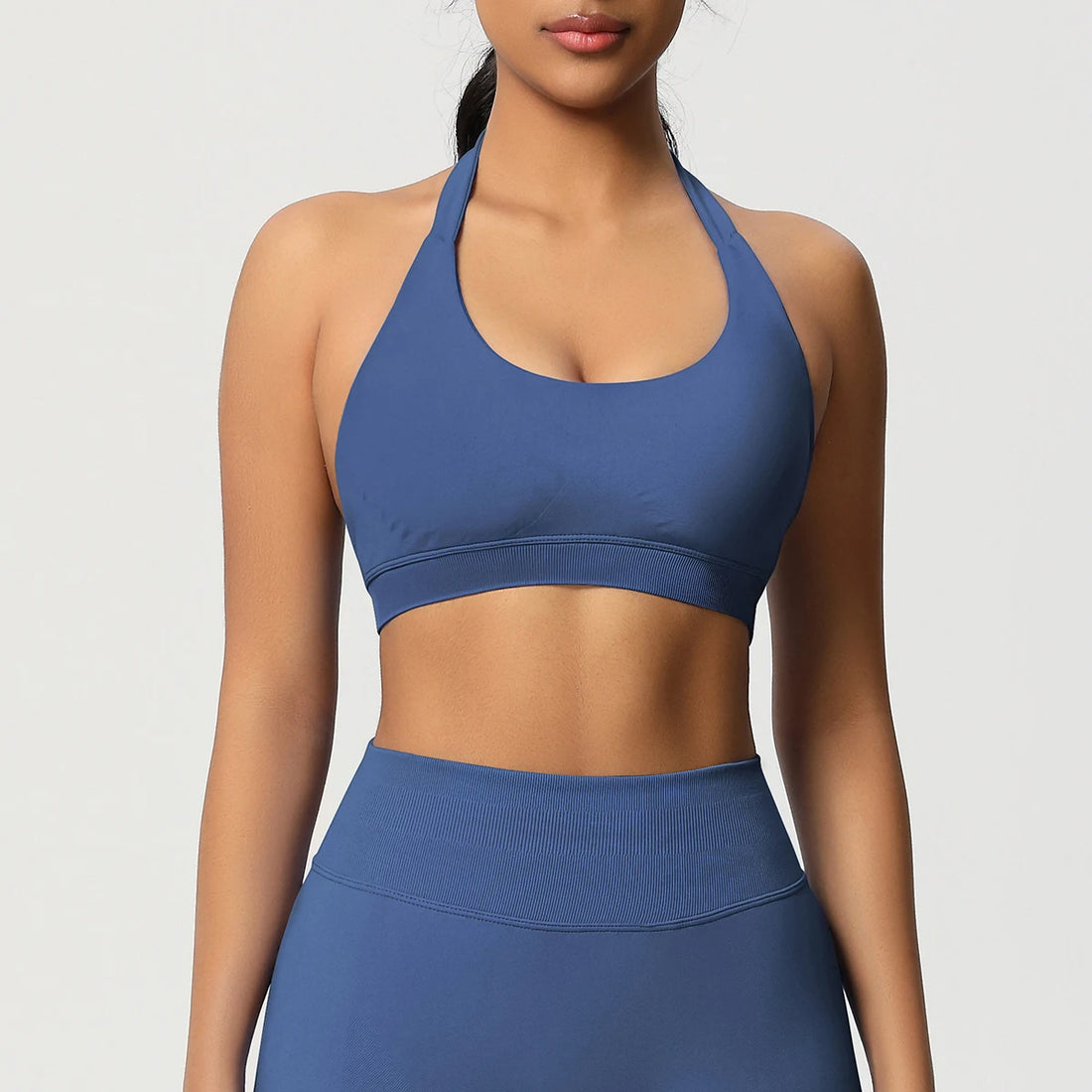 High Stretch Sports Bra Women Halter Seamless Yoga Bra Padded Backless Sports Bras Gym Crop Top Push Up Workout Yoga Tops Woman - ATFH