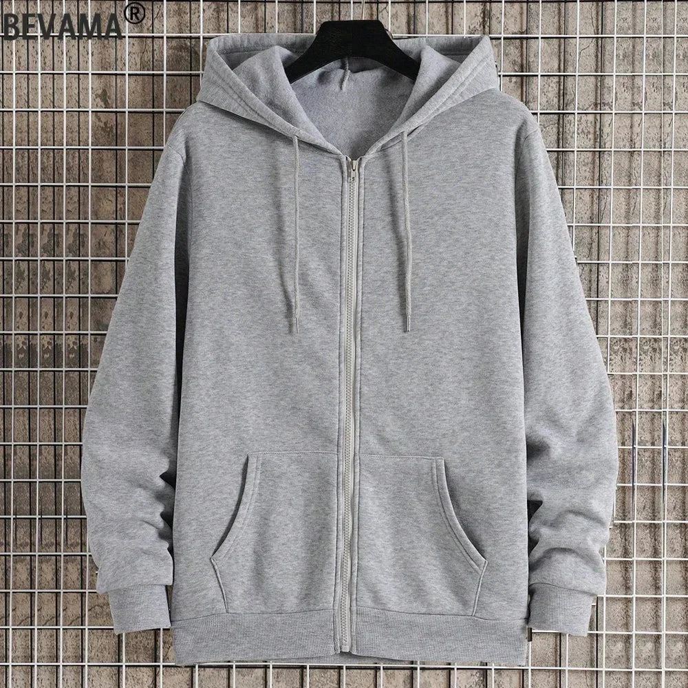 Men Fleece Zipper Hoodie Spring Autumn Oversized Women Sports Sweatshirt Winter Fashion Y2K Clothes Coat Harajuku Casual Jackets - ATFH