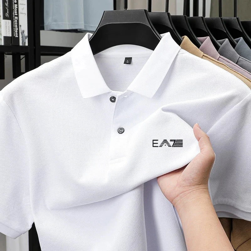 2026polo shirt short sleeved letter printed men's summer top made of 100% pure cotton, comfortable, breathable and casual