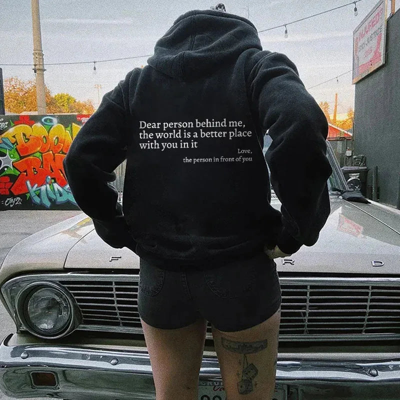 Dear Person Behind Me Men's Kangaroo Pocket Hoodie Classic Retro Women's Back Text Hoodie Neutral Fashion Hoodie Autumn Winter