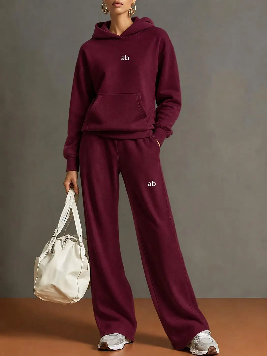 2026 Autumn/Winter New Women's Casual Hooded Sweatshirt, Wide Leg Pants Set - Loose Fit Sportswear Set for Women