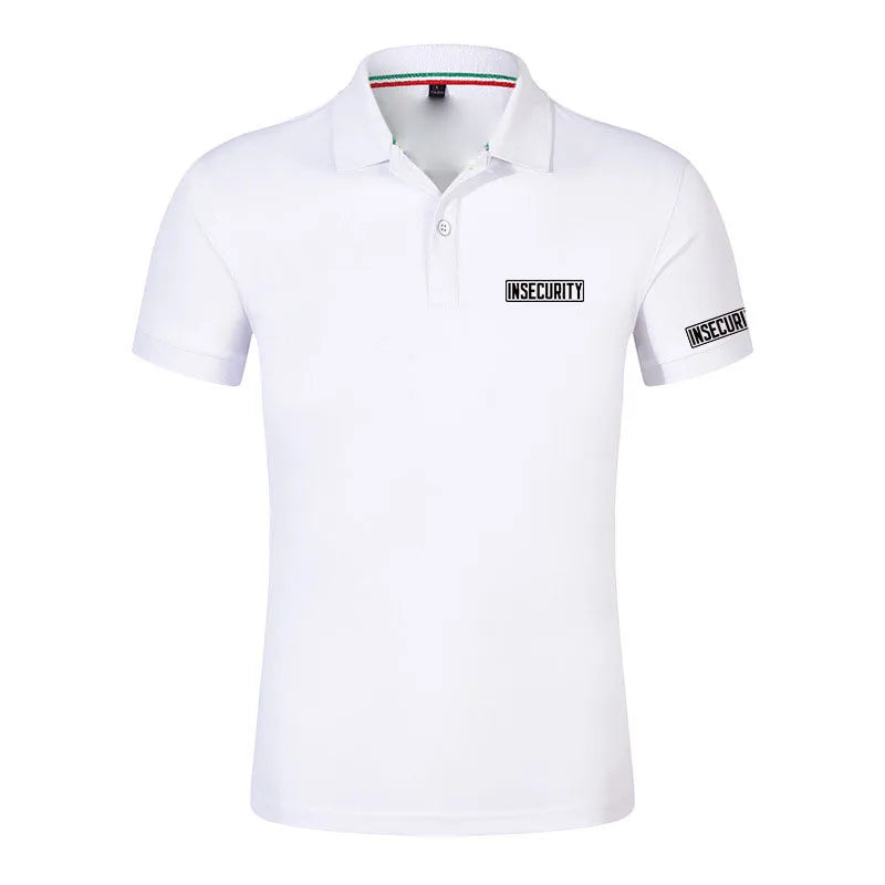 Insecurity Men's Short Sleeve Solid Color Polo Shirt Breathable Comfortable Elastic Top New Arrivals Casual Business Style