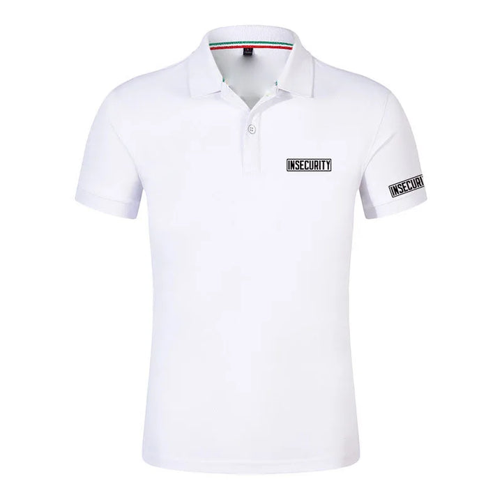 Insecurity Men's Short Sleeve Solid Color Polo Shirt Breathable Comfortable Elastic Top New Arrivals Casual Business Style