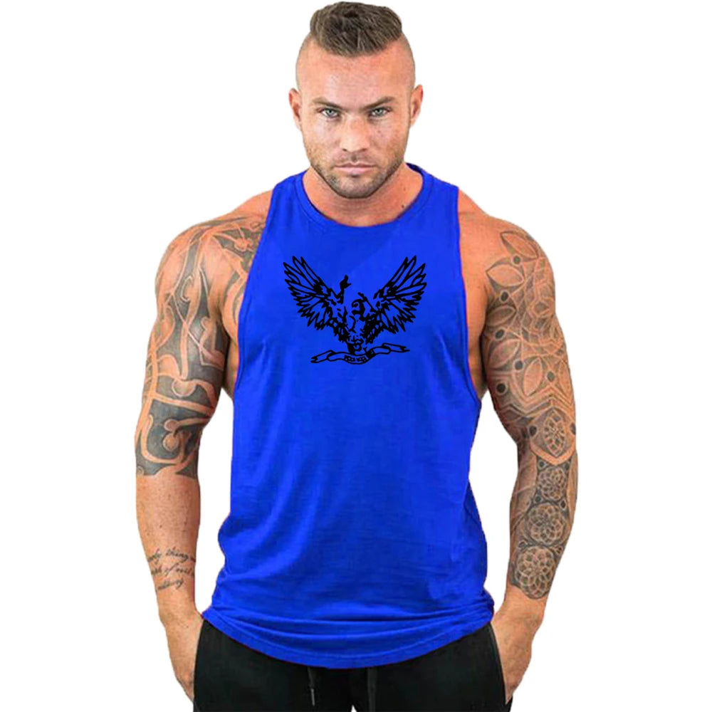 2023 New Cotton Workout Gym Tank Top Mens Muscle Sleeveless Sportswear Shirt Stringer Fashion Bodybuilding Singlets Fitness Vest