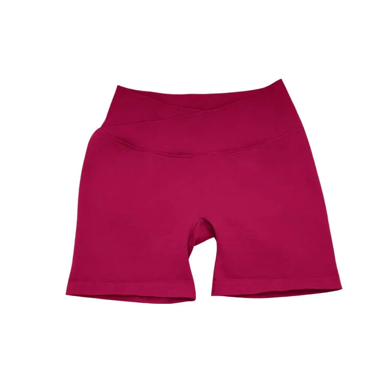 Lemonsky High elasticity hip lifting fitness yoga shorts, summer sports solid color shorts