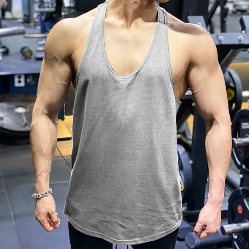 Summer Mesh Running Vests Mens Quick Dry Bodybuilding Stringer Tank Tops Fitness Sleeveless Shirts Gym Clothing Workout Singlets