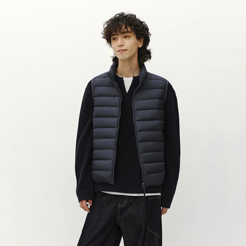 Semir Men Down Vest Water Repellent Lightweight Build 90 Percent Down Fill Stand Collar Solid Color Commuter Style 2026 Winter