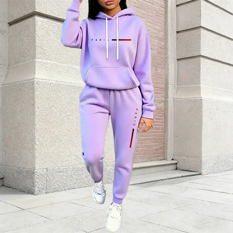 Hot Sales Women's Outfits Casual Hooded Sweatshirts Trousers 2 Pcs Suit Sports Jogging Clothes Autumn Winter Woman Pants Sets