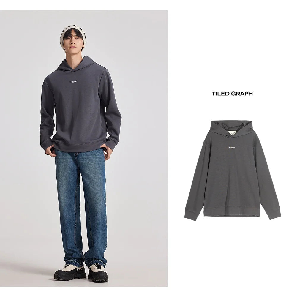 Metersbonwe Men Women's Thick Hoodie Solid Color Small Letter Print Pullover With Hooded Basic Casual Commuter Winter Unisex Top - ATFH