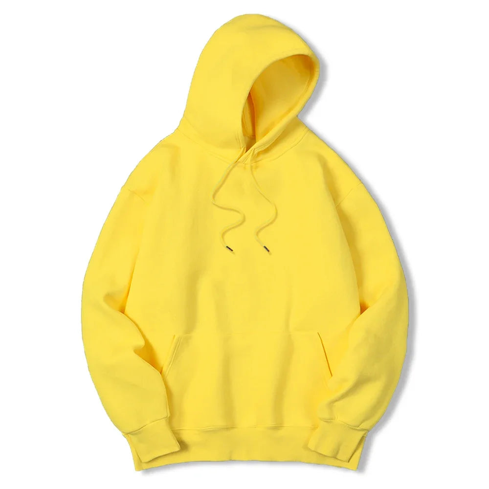 2025 Men's Solid Color Hooded Sweaters Men's Warm Wool Sweater Fashionable Street Clothing Loose  Breathable Jersey Brand Hooded - ATFH