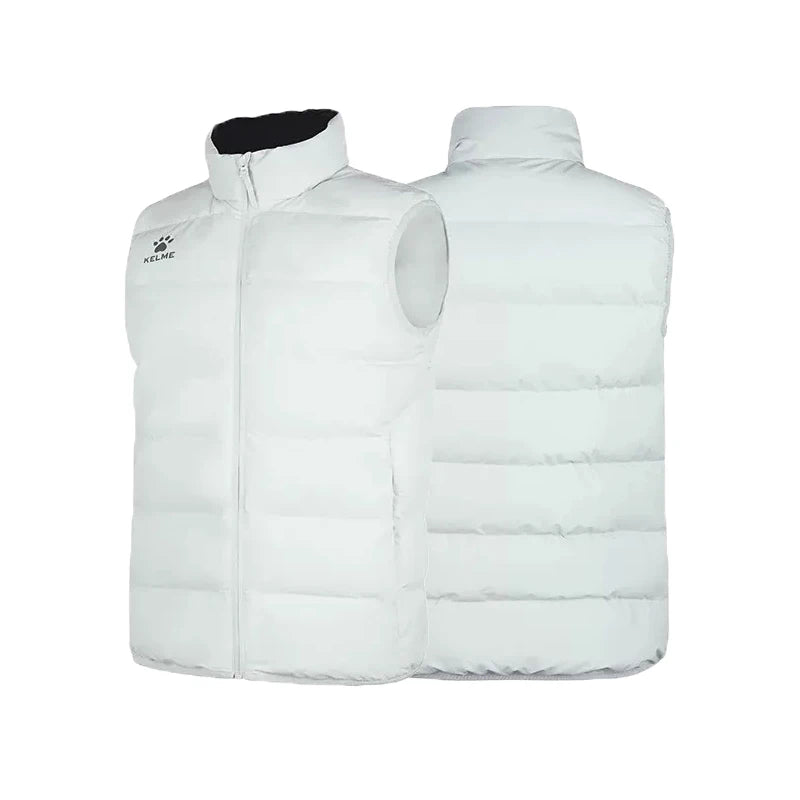 KELME Men Winter Down Vest Sport Training Lightweight Waterproof Outwear Short Stand Collar Casual Coat Windproof Warm Jacket