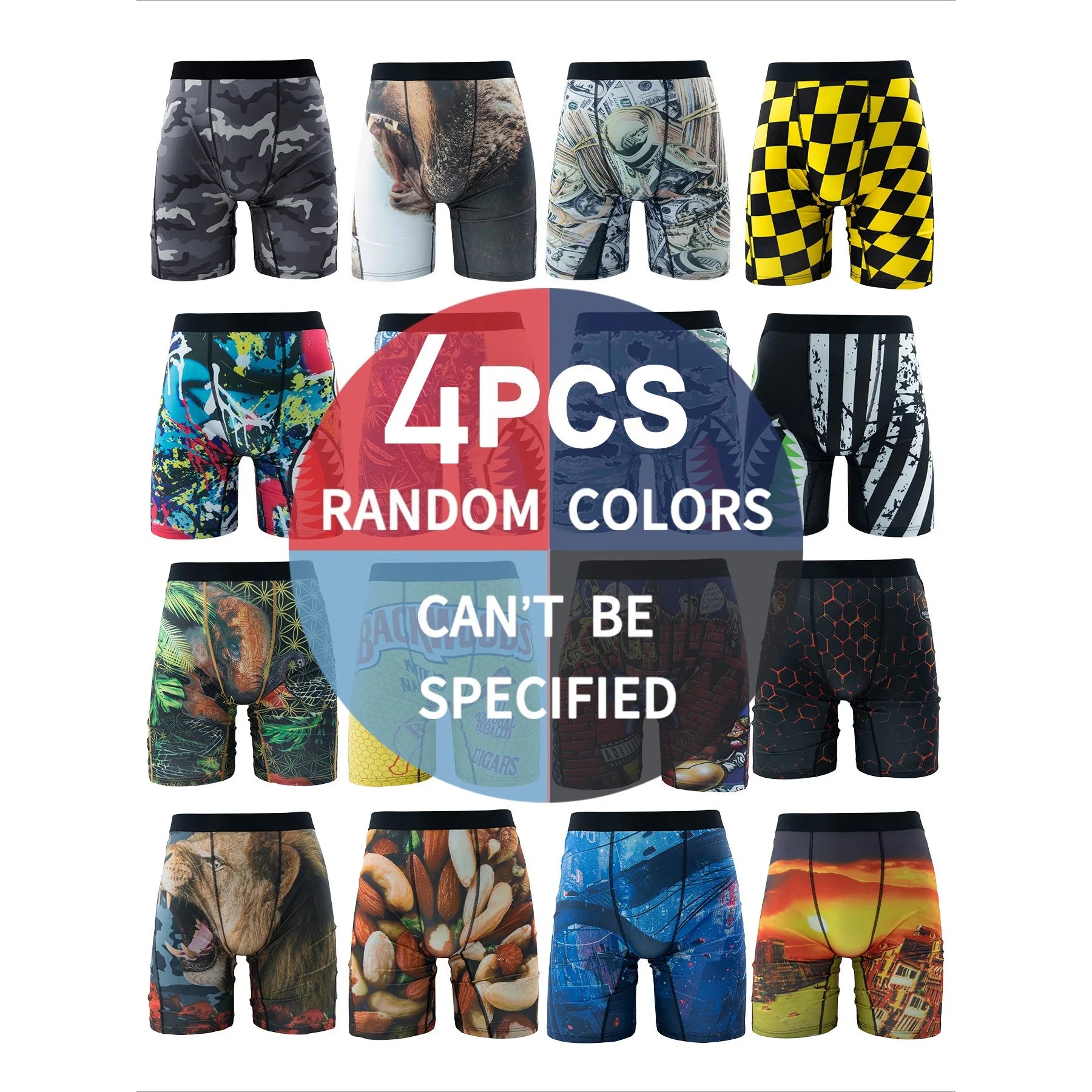 4/5Pcs Men Sexy Underwear Boxers Breathable Summer Men's Panties Fashion Print Underpants Male Plus Size L-XXL Man Boxers Trunks