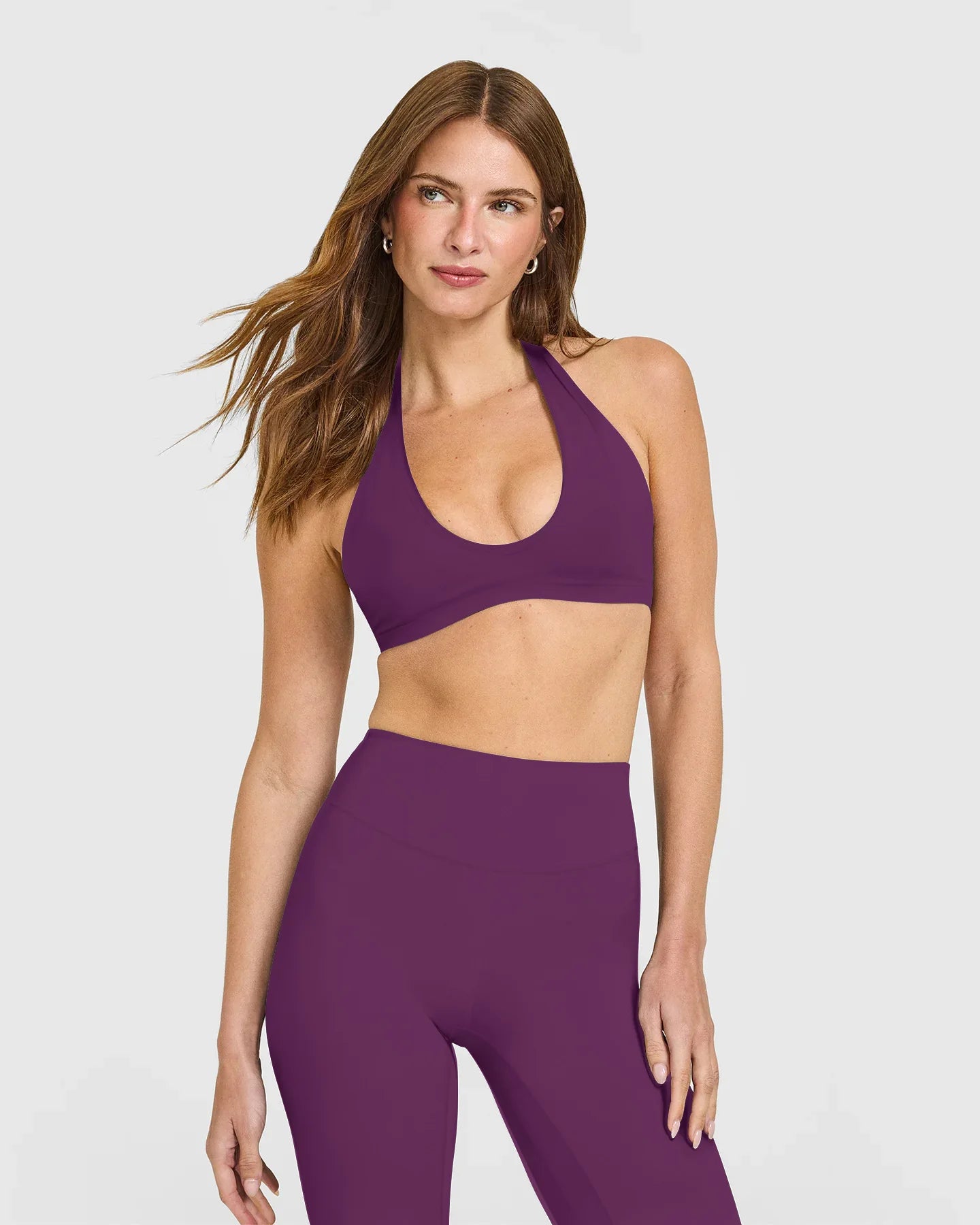 SoftMotion Minimal Halter Neck Bralette Workout Women's Sports Bra Gym High Support Underwear Pilates Yoga Halter Top Running - ATFH