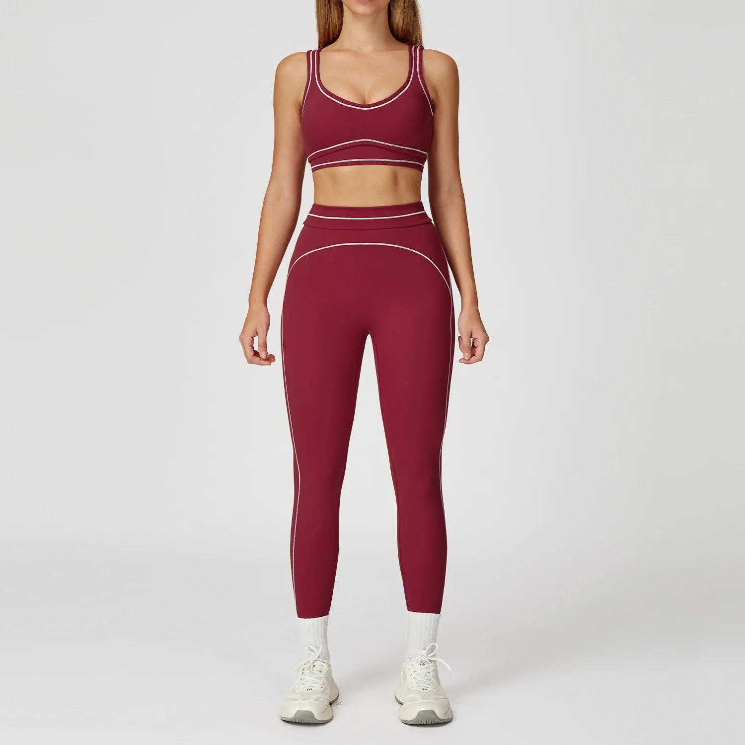 2PCS Yoga Set Gym Clothes Outdoor Sports Outfits Women Tracksuit Gym Fitness Suits Workout Long Sleeved Flared Pants Sportswear - ATFH