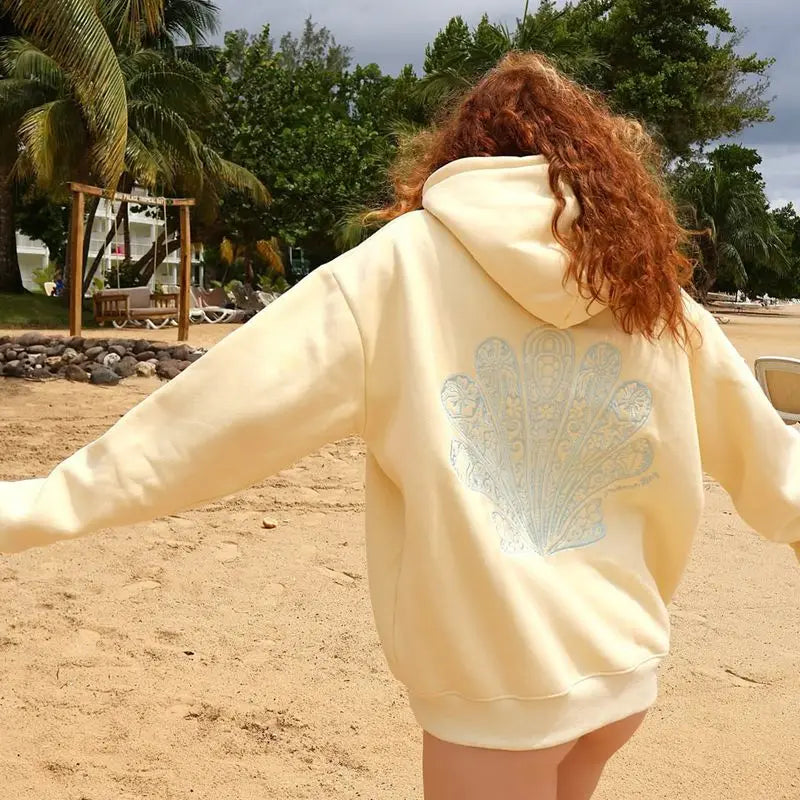 Women Autumn Winter Loose Fit Hooded Pullover Tops Y2K Flower Embroidered Oversized Sweatshirts with Kangaroo Pocket Streetwear - ATFH