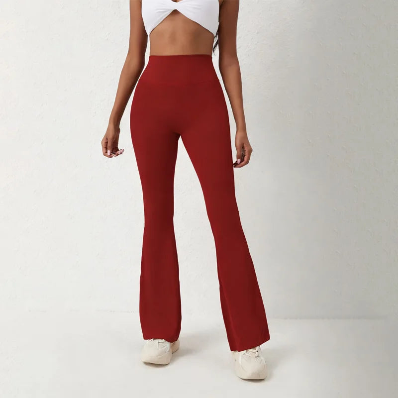 DIAS FIT JOY Peach flared pants for women's yoga high waisted and hip lifting tight pants wide leg fitness pants quick drying ATFH