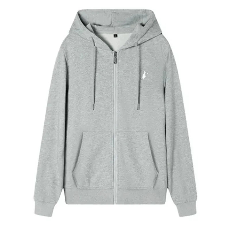 2025 Men's Knit Hoodies New Autumn Winter Casual Zipper Sweatshirts Fashionable Outdoor Jogging Fitness Warm Sportswear - ATFH
