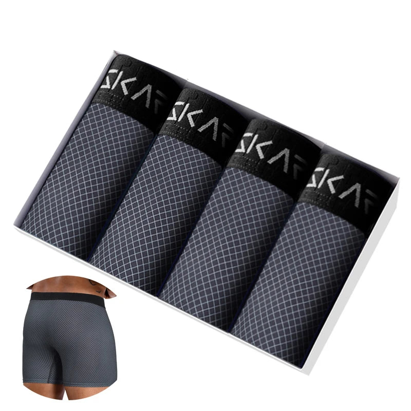 4pcs Brand Men's Panties New Man Boxer Shorts Polyester Male Slip Underpants Sexy Mens Underwear Gift