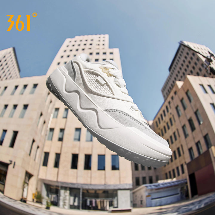 361 Degrees Subin men's white mesh sneakers with breathable upper and lightweight cushioning