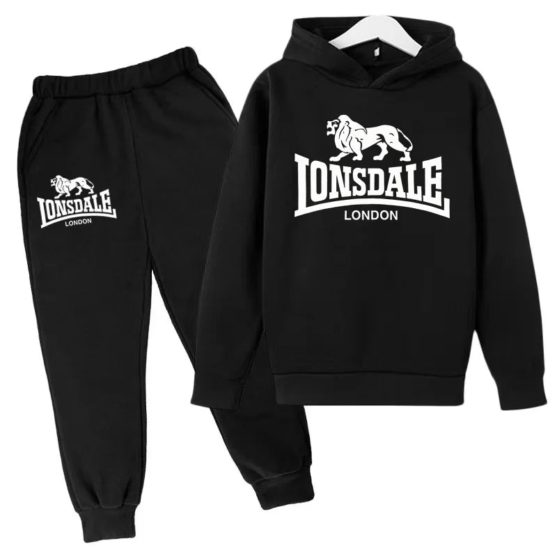Kids Fashion Hoodie Boys Lion Print Tracksuit Girls Toddler Coat 3-12Y Top+pants 2P Clothing Charming Casual Sports Jogging Set - ATFH