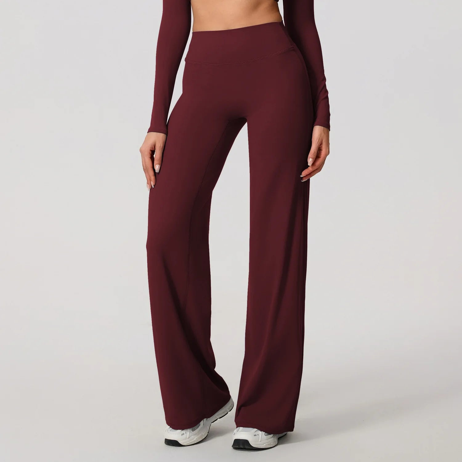 Hearuisavy Women Straight-Leg Sports Pants Gym Clothing Naked Feeling Compression Wide Leg Yoga Leggings Pilates Fitness Tights - ATFH