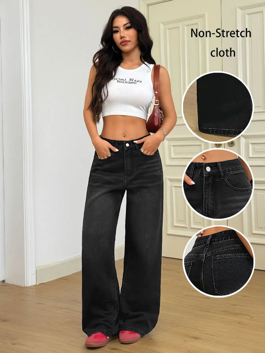 Retro High Waist Jeans Women's Fashion Y2K Straight Loose Denim Trousers Casual Vintage Washed Black Gary Girls Casual Pants
