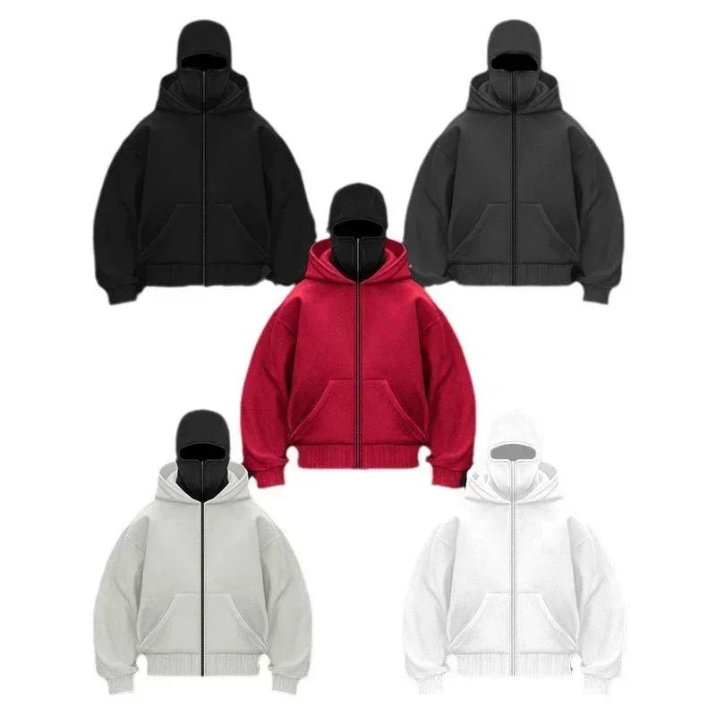 New men's tops, hooded zippered sweatshirts, double hoods, couple's clothing, autumn and winter fashion clothing - ATFH