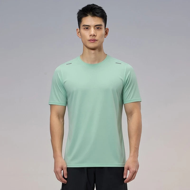 Quick Dry Running T-shirt Men Gym Sports Shirt Comfortable Breathable Outdoor Hiking Fitness Jogging Top