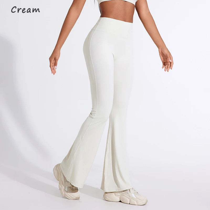 DIAS FIT JOY Peach flared pants for women's yoga high waisted and hip lifting tight pants wide leg fitness pants quick drying ATFH