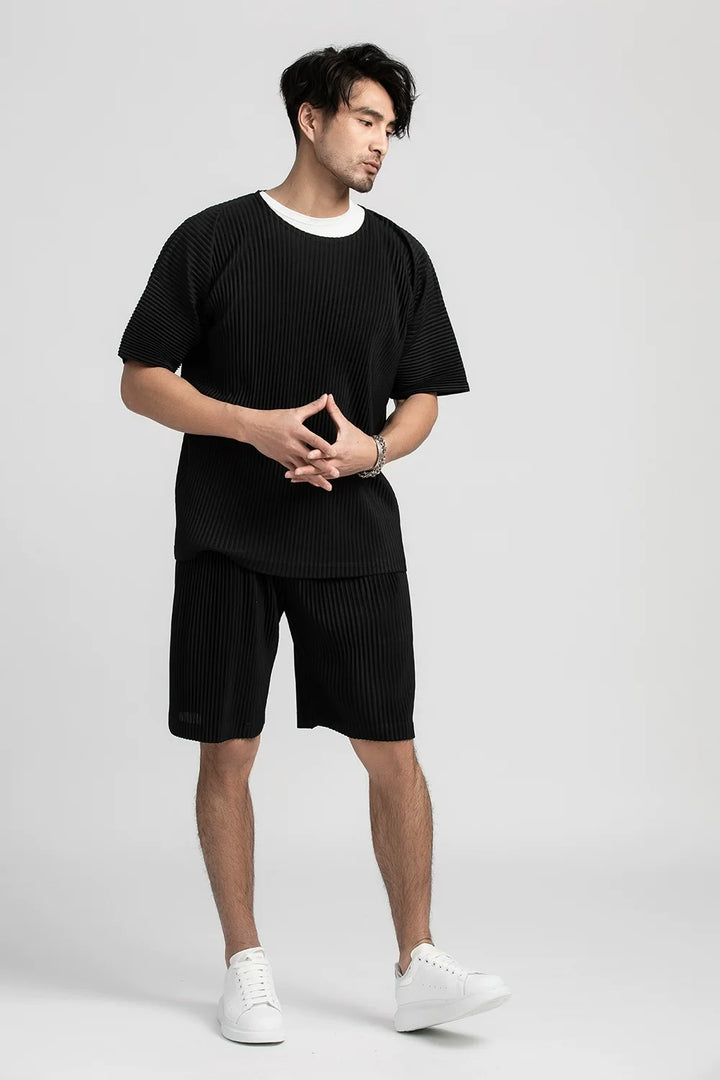 Miyake Pleated Shorts For Men Clothing Loose Casual Shorts Summer Clothes For Men Gym Sport Shorts Men Drawstring Pants