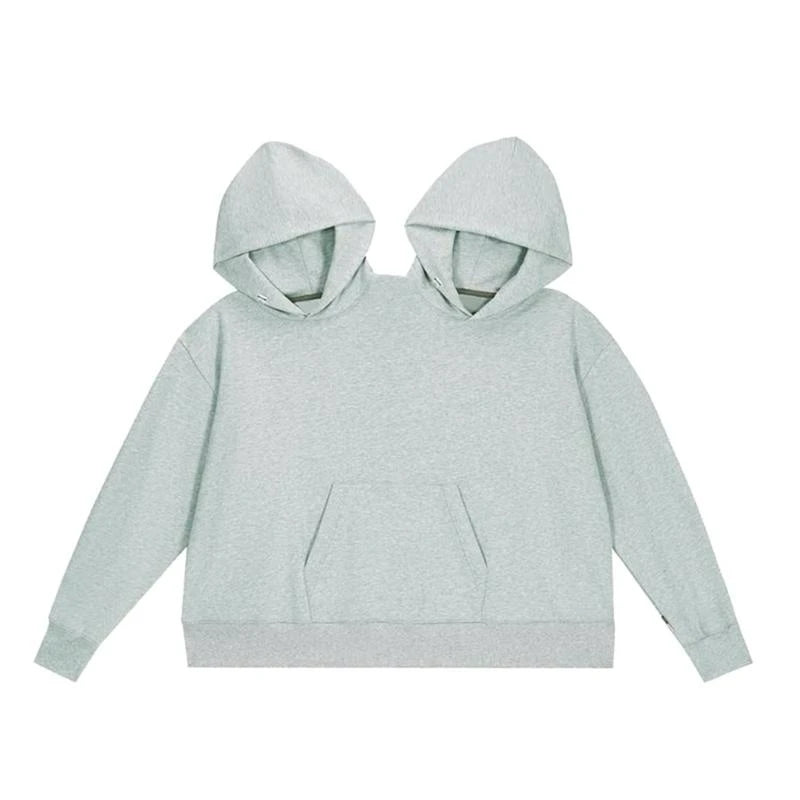 Couple Hooded Pullover Sweatshirts Two Person Funny Hoodie Tops Oversized Hoodie Cropped Long Sleeve Tops - ATFH