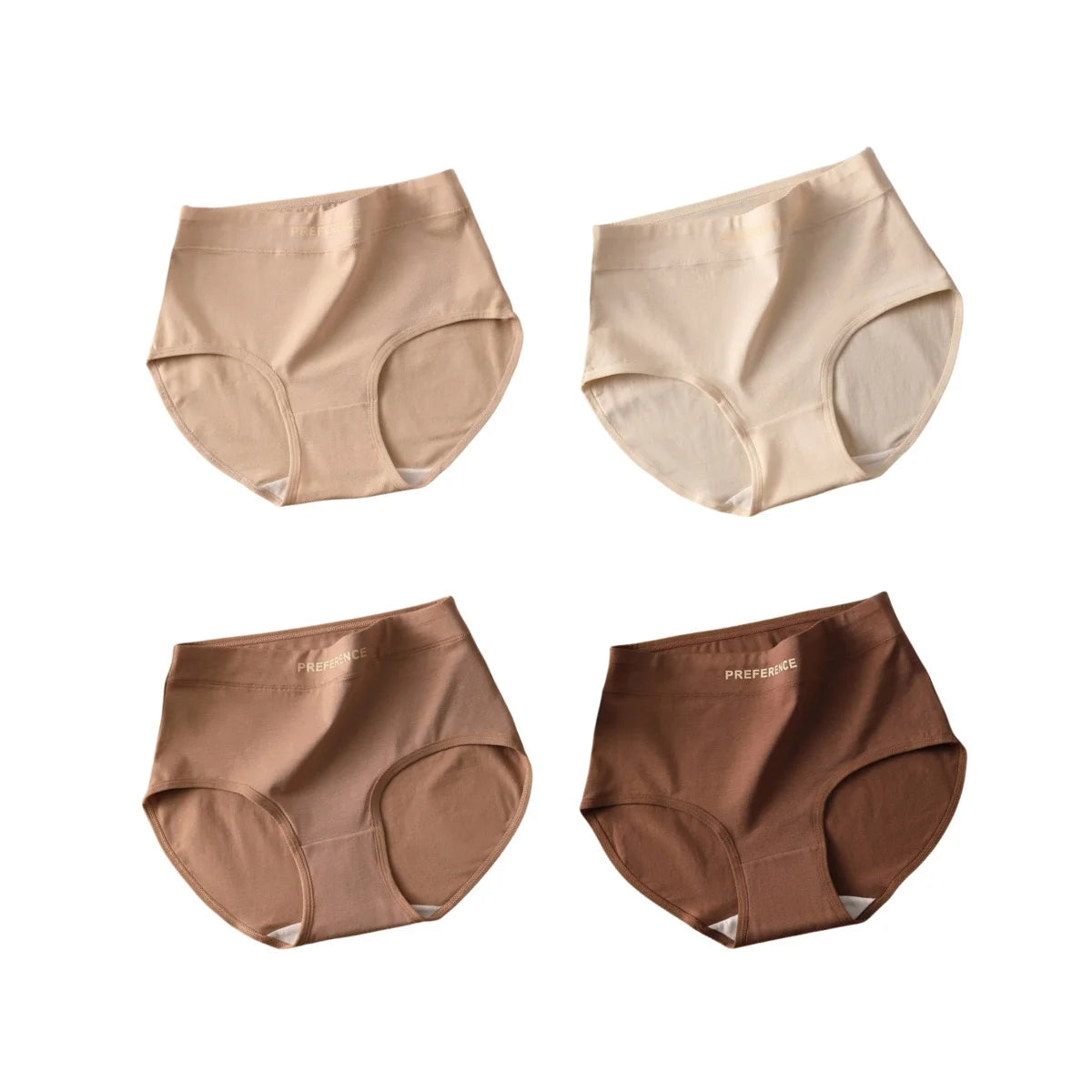 4Pcs/Set Women High-Waist Briefs Tummy Control Panties Soft & Breathable Cotton Underwear Plus Size Comfort Lingerie M-XXL