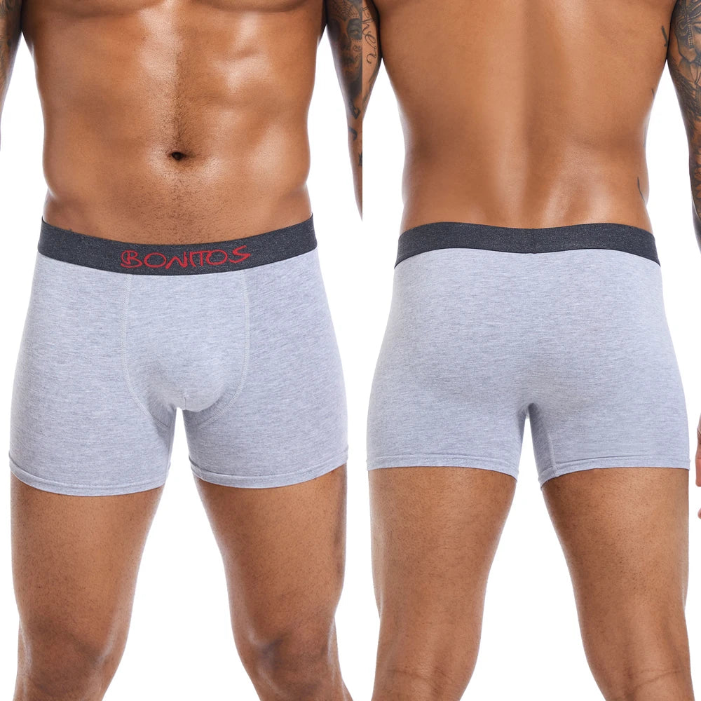 5pcs Men's Panties Cotton Boxer Briefs Letter Elastic Band Men Underpants Classic Solid Color Boxers Underwear For Man BONITOS