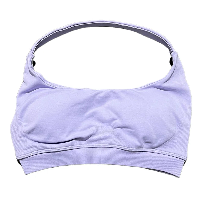 HISTELLO Women Seamless Halter Top Sports Bra High Support Push-up Open Back Pilates Gym Wear Fitness Yoga Workout Underwear - ATFH