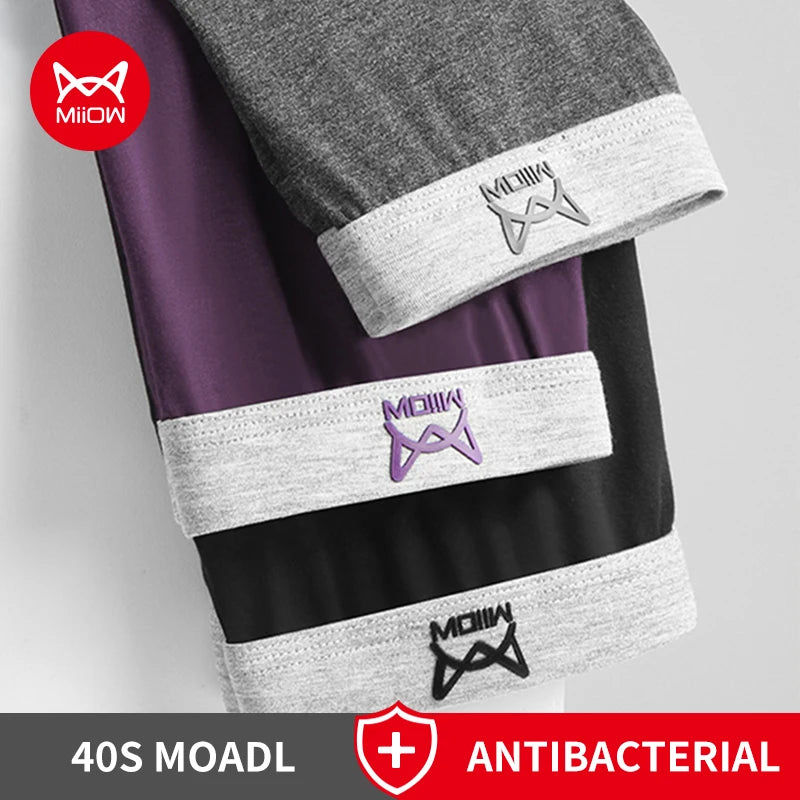 MiiOW 3pcs 40S Modal Men Boxers Underwear Breathable Mesh Men's Panties Boxershorts 3A Graphene Antibacterial Man Underpants