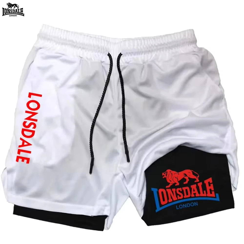 LONSDALE Men's Double Layer Two-in-One Sport Shorts Quick-Drying Breathable Casual Summer Running Clothing Short