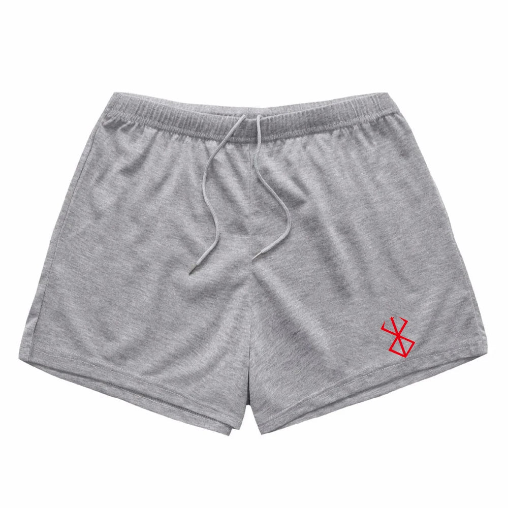 Men's summer fashion trend red printed pattern sports fitness running sports leisure comfortable cool shorts